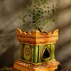 Mudkraft Terracotta Tulsi Brindavan Pot with Drainage Hole | Handmade Clay Tulsi Planter for Balcony, Home & Garden